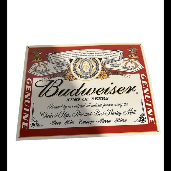 Budweiser Red and White Wall Decor Sign - Picture 1 of 2